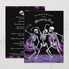 Budget Skeletons Lila Gothic Bröllopinbjudan Vykort