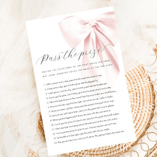 Budget Skicka priset Rosa Bow Baby Shower Game Flygblad