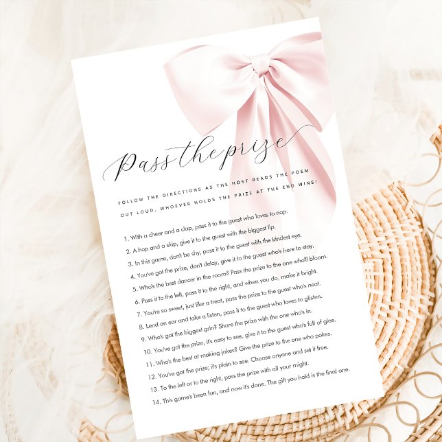 Budget Skicka priset Rosa Bow Baby Shower Game Flygblad (Skapare uppladdad)