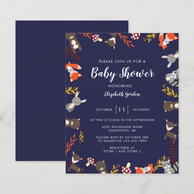 Budget Skogs Baby Shower Söt Skog Neutral (Fram/baksida)