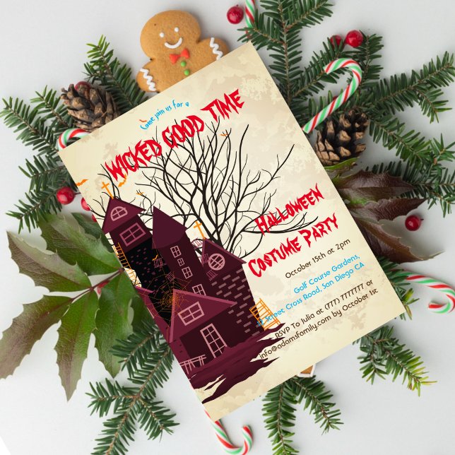 Budget Skräcklig Halloween Spökhus Kostymfest Inbjudningar (Skapare uppladdad)