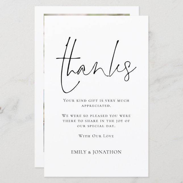 BUDGET Skript Bröllop 3 Foto Collage Citat Tack (Fram/baksida)