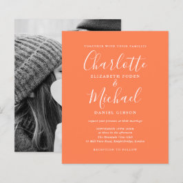 Budget skript foto korall bröllopsinbjudan