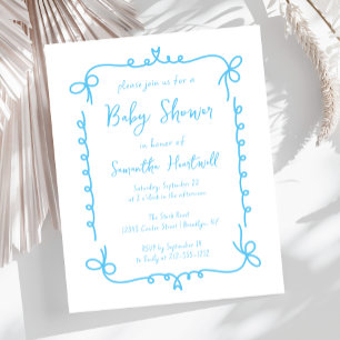 Budget Sky Blue Handskriven Pojke Baby Shower Inbj