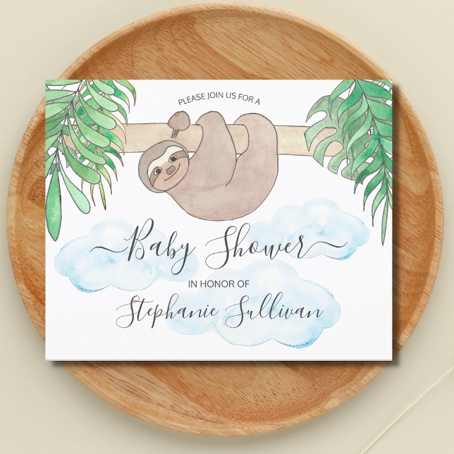 Budget Sloth Gender Neutral Baby Shower-inbjudan (Skapare uppladdad)