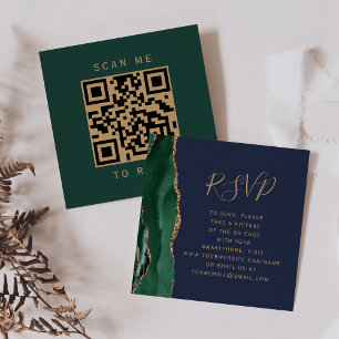 Budget Smaragd Agat Marin Bröllops QR-kod RSVP Tilläggskort