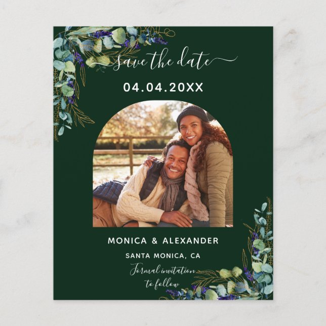 Budget smaragd foto qr-kod bröllop Spara datumet (Framsida)