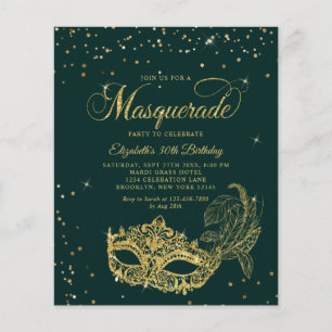 BUDGET Smaragd Guld Masquerade Födelsedagsfoto