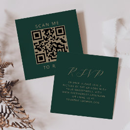 Budget Smaragd Guld Skrift Bröllop QR-kod RSVP Tilläggskort