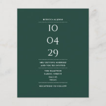 Budget Smaragdgrön Bröllopsdatum-inbjudan