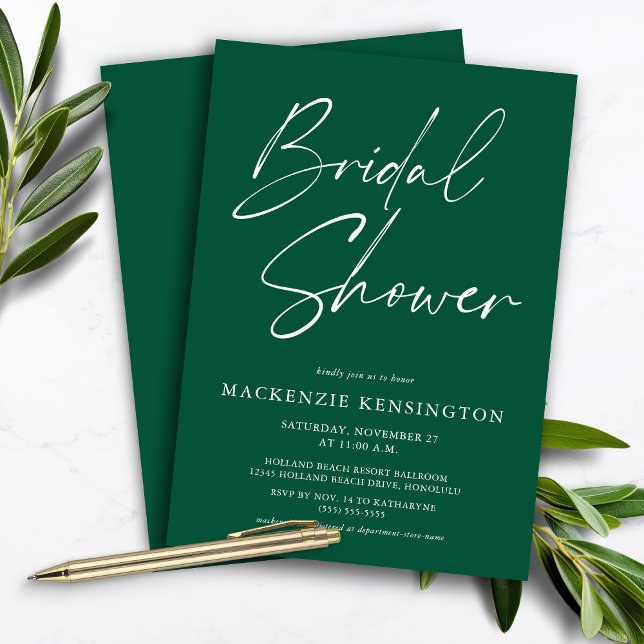 Budget Smaragdgrön Bröllopsdusch-inbjudan (Budget Emerald Green Bridal Shower Invitation)