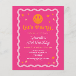 Budget Smile Ansikte Rosa Orange Girl Birthday Inb