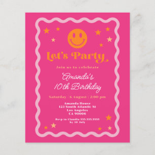 Budget Smile Ansikte Rosa Orange Girl Birthday Inb