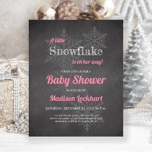 Budget Snöflinga Kritskriftsbräda Rosa Baby Shower
