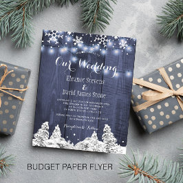 Budget snöflingor vinterbröllopsinbjudan flygblad