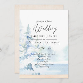 BUDGET Snowy Mountains Winter Sjö Träd