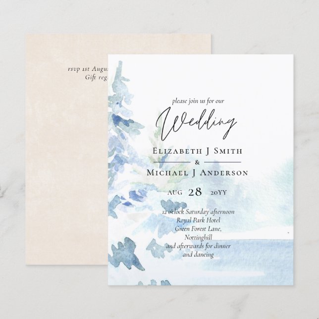 BUDGET Snowy Mountains Winter Sjö Träd (Fram/baksida)