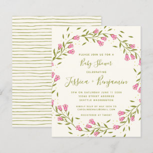 Budget Snygg Rosa Trädgårdsblomma Baby Shower