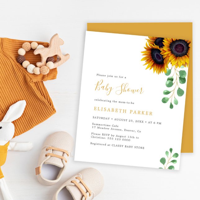 Budget solros eukalyptus baby shower inbjudan (Skapare uppladdad)