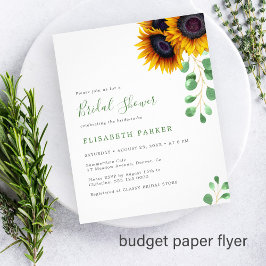 Budget solros eukalyptus bröllopsdusch inbjudan flygblad