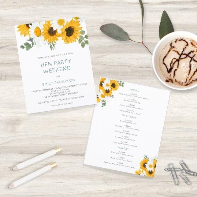 Budget Solros Resplan Helg Hen Do Inbjudan (Skapare uppladdad)