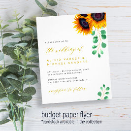 Budget solrosar eucalyptus bröllopsinbjudan flygblad