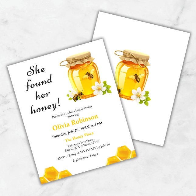 Budget som hon hittade sin honung Möhippa Inbjudan (Budget Yellow She Found Her Honey Bridal Shower Invitation   )