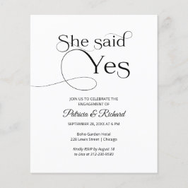 Budget som hon sa ja-inbjudningar till Förlovnings