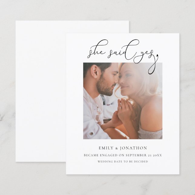 Budget som hon sa ja-skript, fototext, Förlovning (Fram/baksida)