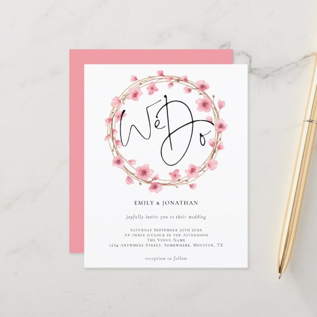 Budget som vi gör Ram bröllopsinbjudan i Blommigt (Fram/Back In Situ)