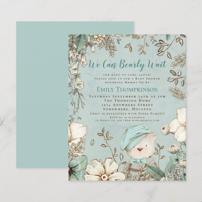 Budget som vi kan avvakta med babyutlösaren Inbjud (Fram/baksida)