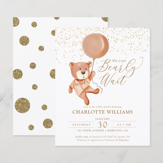 Budget som vi kan avvakta Neutralten Baby Shower (Fram/baksida)