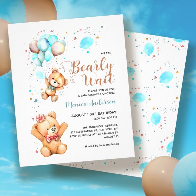 Budget som vi kan skicka in inbjudan till babyvisa flygblad (Budget We Can Bearly Wait Baby Shower Invitation Flyer
)