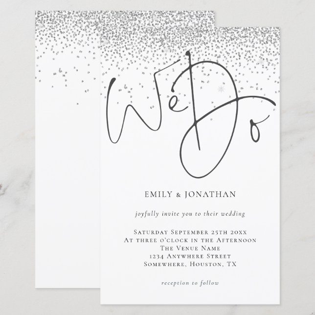 Budget som vi skriver in bröllopsinbjudan till Sil (Fram/baksida)