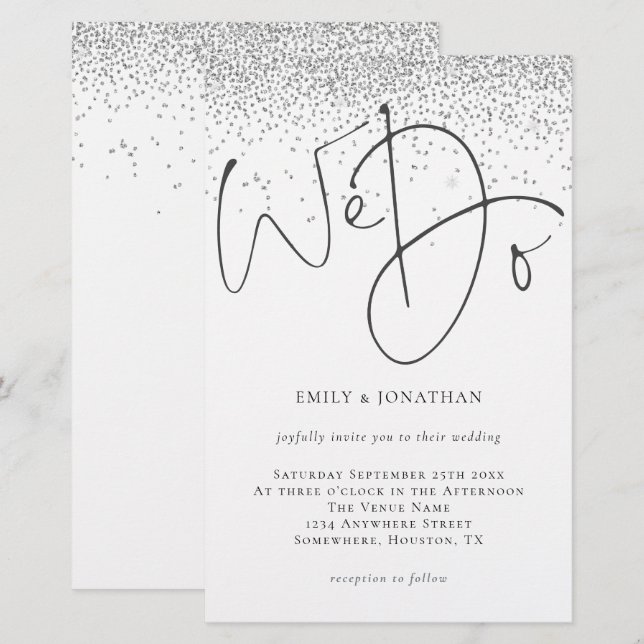 Budget som vi skriver in bröllopsinbjudan till Sil (Fram/baksida)