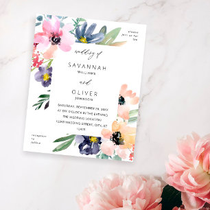 Budget Sommar Blommigt Bröllop Flygblad