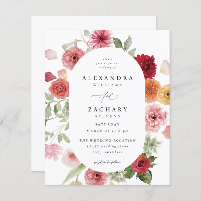 Budget Sommar flera Färg Blommigt Bröllop 2 (Fram/baksida)