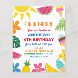 Budget, sommar Födelsedagsfest inbjudan