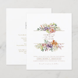 Budget Sommarbröllop - inbjudan till QR-Blommigt O