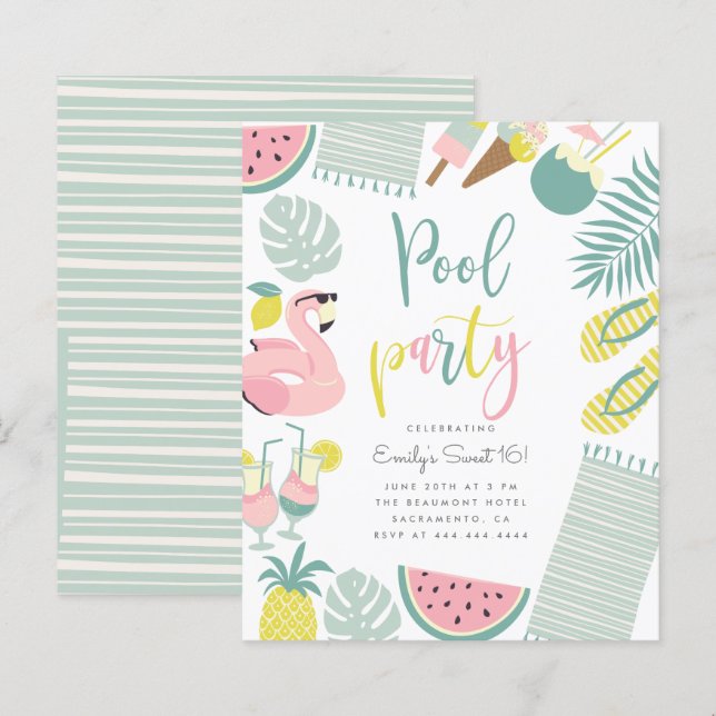 Budget Sommarskript i Party, sommar 16 födelsedag  (Fram/baksida)