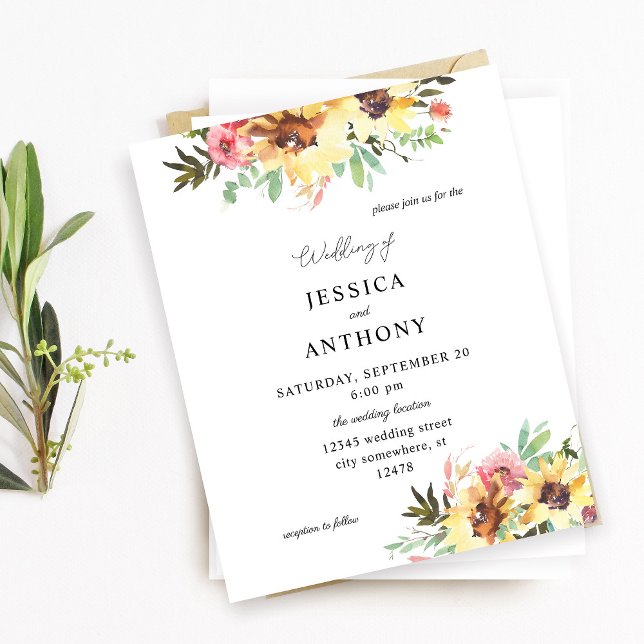 Budget Sommarsolrosor Blommigt Bröllop (Skapare uppladdad)