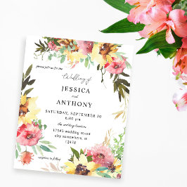 Budget Sommarsolrosor Blommigt Bröllop 2 Flygblad