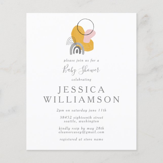 Budget Söt Abstrakt Boho Gul Bebis Shower (Framsida)