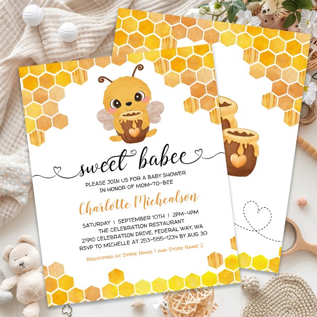 BUDGET Söt Bivälkomstan Neutral Inbjudan (BUDGET Sweet Bee Baby Shower Neutral Invitation)