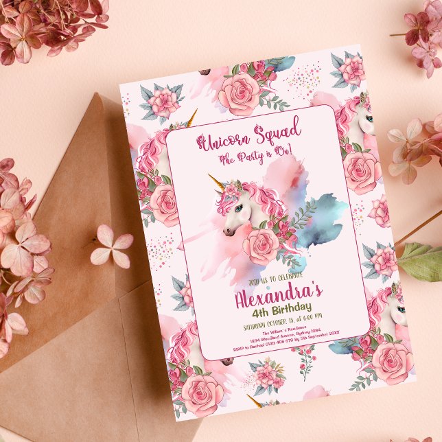 Budget Söt Enhörning Regnbåge Födelsedagsfest Flye Reklamblad (Skapare uppladdad)