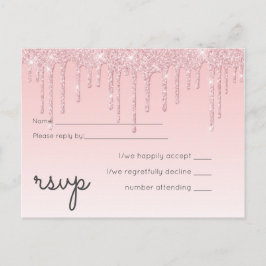 Budget Söt Girly Bröllop OSA Rosa Glitter Inbjudan Vykort