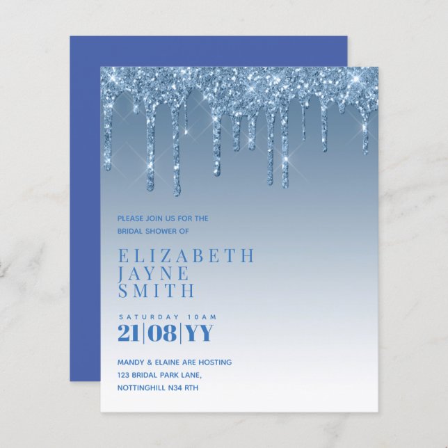 BUDGET Söt Girly Möhippa Inbjudningskort Glitter (Fram/baksida)