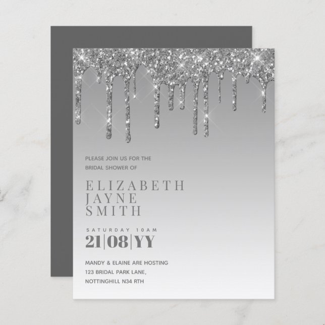 BUDGET Söt Girly Möhippa Inbjudningskort Glitter (Fram/baksida)