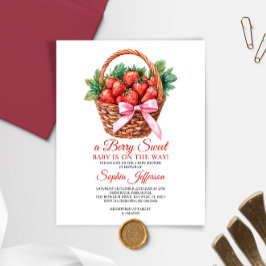 Budget Söt Jordgubbs Baby Shower Inbjudan