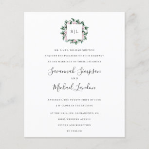 BUDGET Söt Magnolia Eucalyptus monogram bröllop